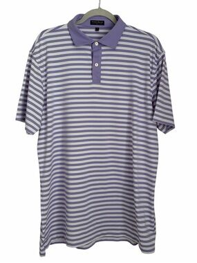 Peter Millar Crown Crafted Summer Comfort Performance Polo Purple White Stripe L
